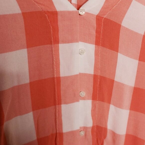 Express Womens Orange White Check Short Dolman Sleeve Front Tie Cropped Top... - Picture 4 of 7